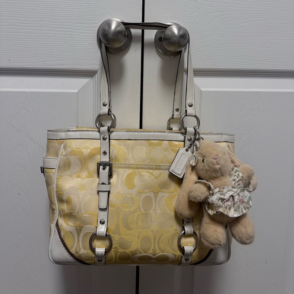Coach Yellow and White Signature Tote